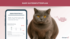 Graue Katze & App zur Gewichtskontrolle