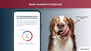 Smartphone zeigt die exakte Futterzusammensetzung im BARF-Plan von Aniveri