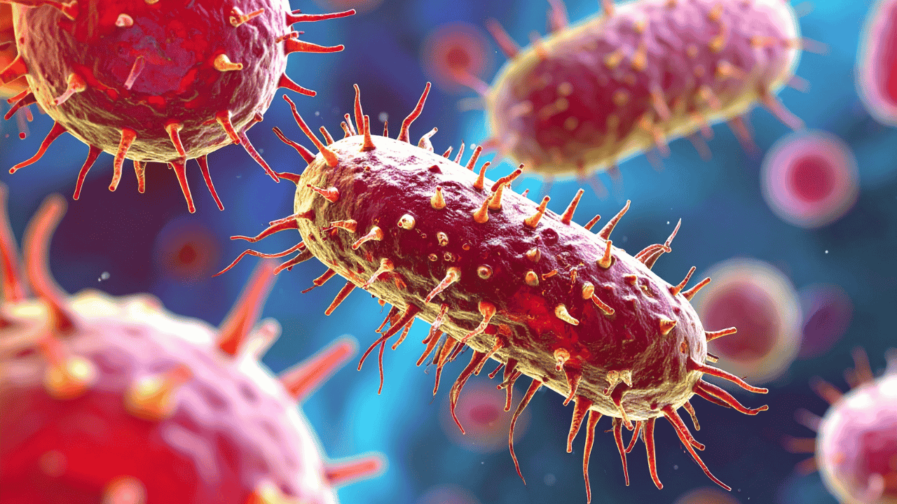 Nahaufnahme von Bakterien unter dem Mikroskop